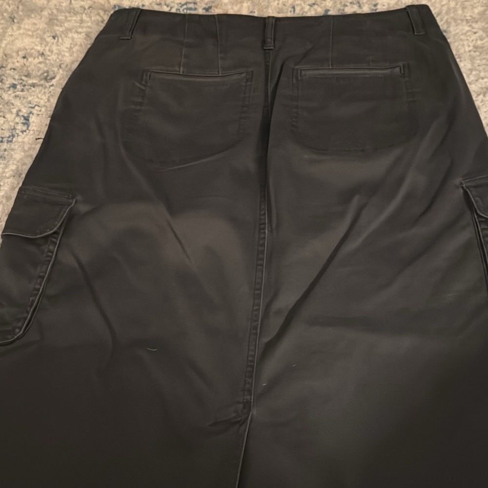 J. Jill Cargo long pencil skirt dark olive green side flap pockets high rise 8P